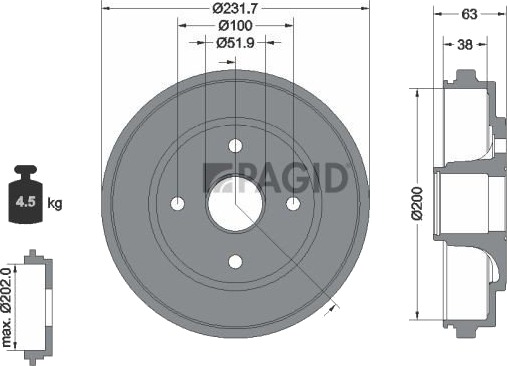 Bremsetrommel PAGID 61335N