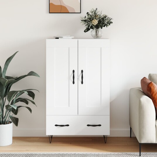 Highboard hvit 69,5x31x115 cm konstruert tre Highboard hvit 69,5x31x115 cm konstruert tre