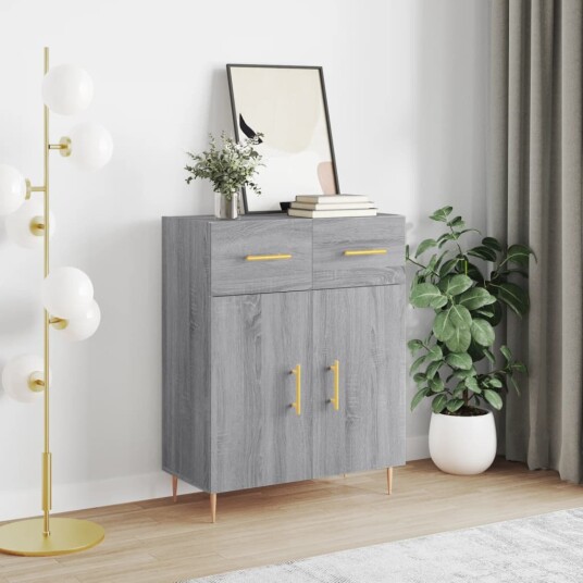 vidaXL Skjenk grå sonoma 69,5x34x90 cm konstruert tre vidaXL Skjenk grå sonoma 69,5x34x90 cm konstruert tre