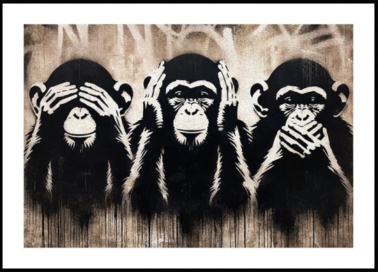Three Wize Monkeys Poster Plakat / 40x50cm Three Wize Monkeys Poster Plakat / 40x50cm