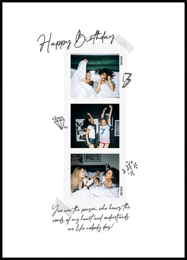 Happy Birthday Personalized Instax Collage Plakat Plakat / 100x150cm