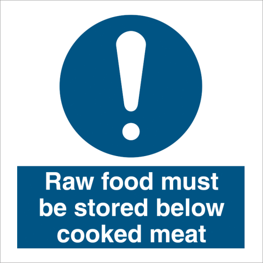 Raw food must be stored below cooked meat