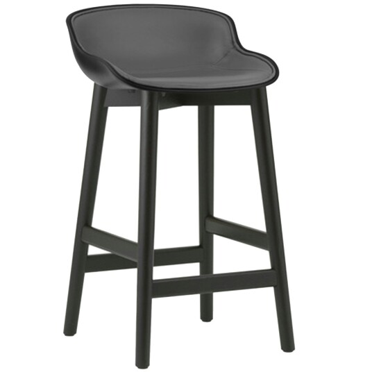 Normann Copenhagen Hyg Barstol 65 cm Polstret Front Svart Skinn / Svart Eik