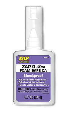 Zap Adhesives Zap-O Odorless CA+ Foam Safe Glue .7 oz