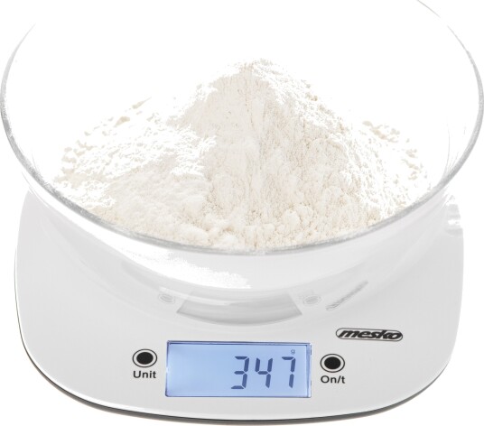 Mesko MS3179 Kjøkkenvekt med Bolle - 5kg, uten batterier - Hvit