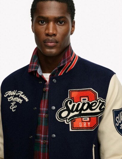 Superdry College Patched Varsity Jkt   Navy   M