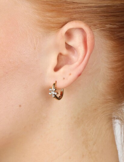 Timi of Sweden Helia - Crystal Hoop Earrings Stainless Steel - Gold - ONE SIZE