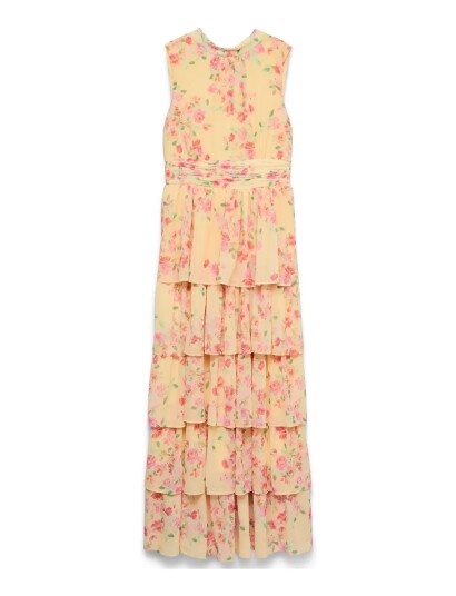 Vero Moda Vmserena Sl Long Frill Dress Wvn   Yellow   S