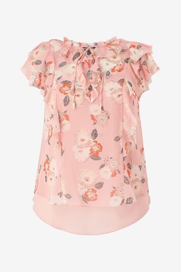 Lauren Ralph Lauren Curve Bluse Poly Crinkle Ggt 58 Top Rosa