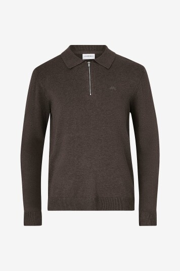 Lindbergh   Genser Ecovero L Zip Polo   Brun