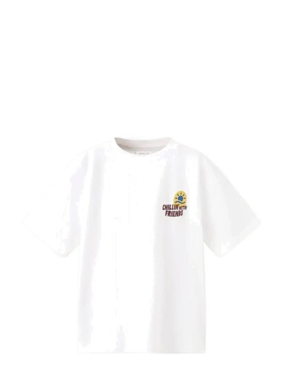 Mango Printed Cotton Blend T Shirt White 11 12 Mango Printed Cotton Blend T Shirt White 11 12