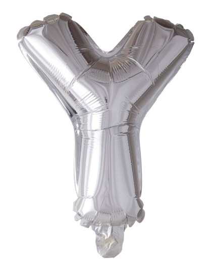 Folie ballong Sølv 41 cm -  Bokstaven Y