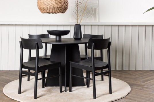 Venture Home Bootcut Spisegruppe + 4 stoler Rund Svart