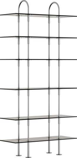 Keen Hyllesystem Med 6 Hyller 96 cm Satengpolert Rustfritt stål / Tonet Glass