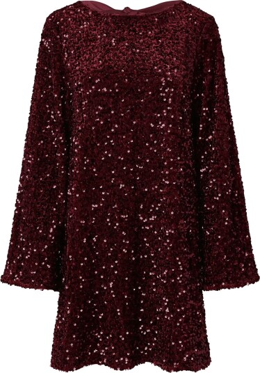 Pieces Pckammy Ls Deep Back Bow Dress Jrs Bc - TAWNY PORT - XS