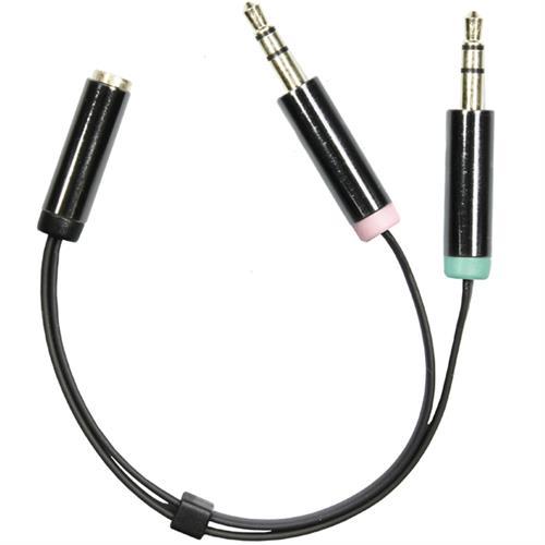 Deltaco 3,5mm Mikrofon og Stereo Kabel 0,1m Svart