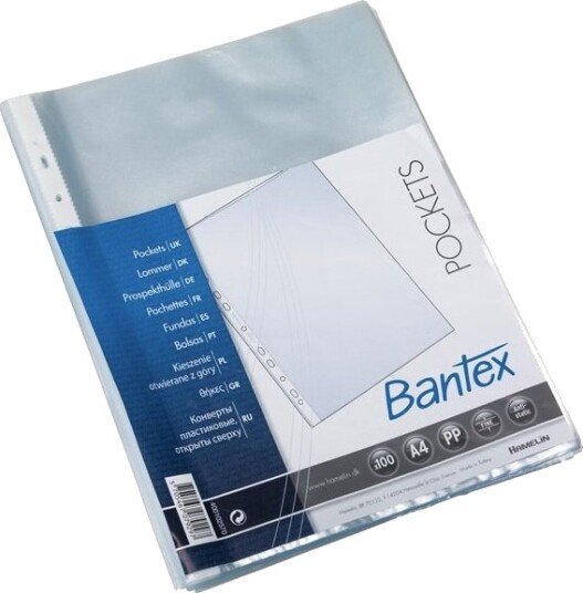 Lommer Bantex Med Åbning I Top 0,04 Mm Transparent 100 Stk. Lommer Bantex Med Åbning I Top 0,04 Mm Transparent 100 Stk.