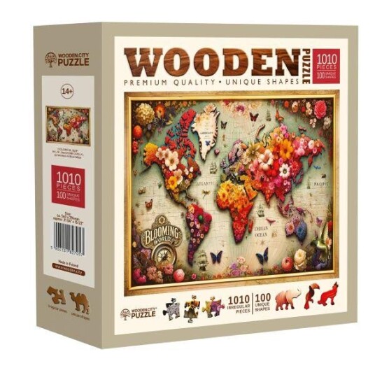 WoodenCity NB 0805 XL Trepuslespill 1010 Brikker Fargerikt Verdenskart