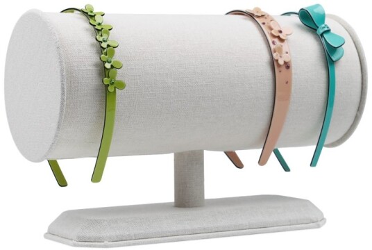 Armbåndholder - Sylinder - Hvit lin - 29x12x12 cm