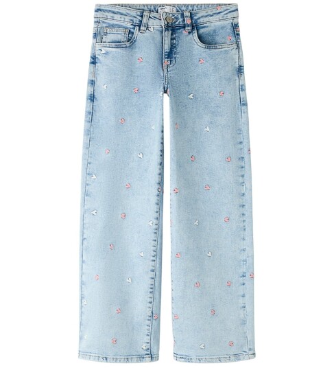 Name It Nkfrose Wide Emb Jeans 152 i Lys Blå Bleket Denim