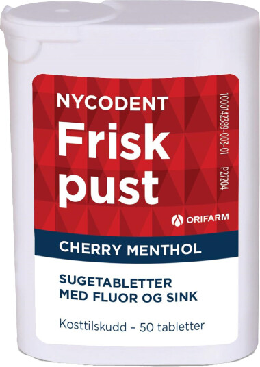 Nycodent Frisk pust Cherry Menthol sugetabletter 50 stk