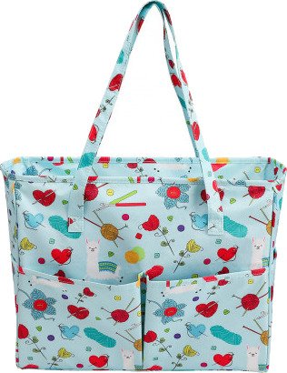 Infinity Hearts Garnveske/Skulderveske Lyseblå med Print 36x14x30cm