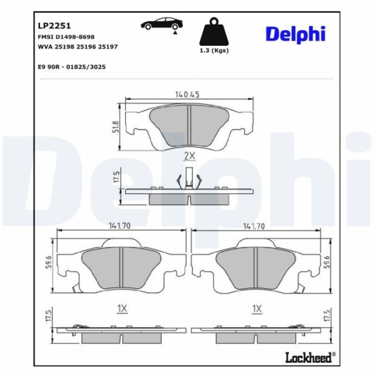 Bremseklosser DELPHI LP2251 Bremseklosser DELPHI LP2251
