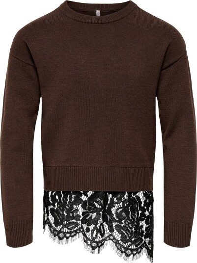 Kids Only Genser Strikk KogEvie Kaffebønne/Black Lace Kids Only 11 12 år (146 152) Genser Brun Svart