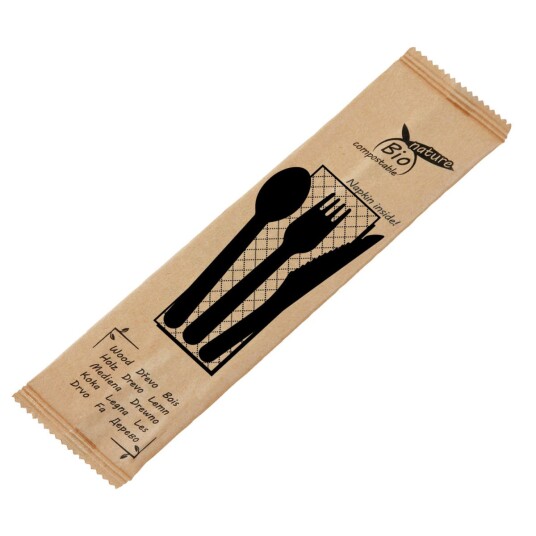 WIMEX Bestikksett til engangsbruk Betulla M; 16 cm (L); Brun; 50 Sett / Forpakning
