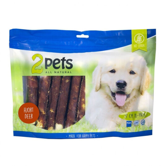2Pets Tyggebein med Hjort 17cm - 18-pack Hundesnacks