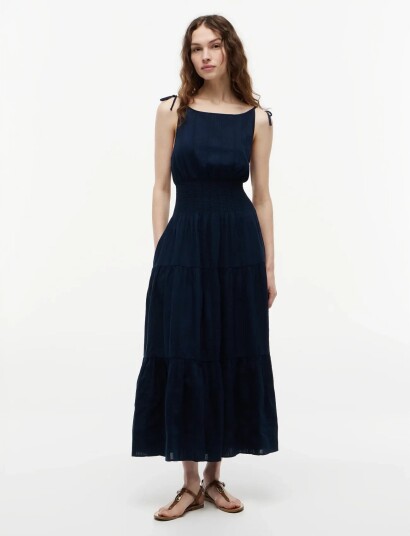 Tommy Hilfiger Smock Tie Ns Midi Dress Navy L
