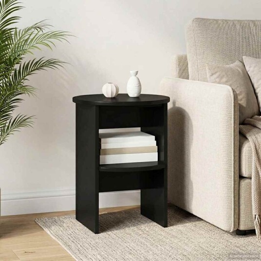 Sideskap Svart Ø40 x 50 cm Konstruert tre
