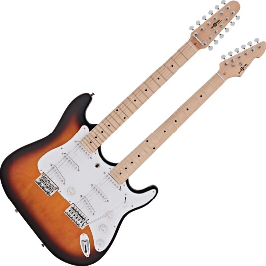 Gear4Music LA Double Neck Gitar Sunburst