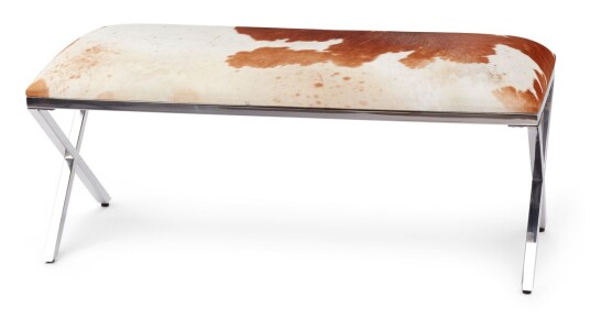 Warm & Comfy Benk Kuskinn 110x45x45 cm Salt / Pepper / Brun / Hvit