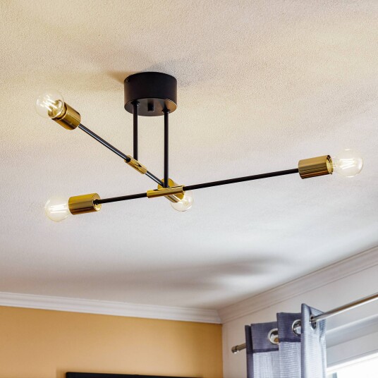 Luminex Taklampe Ilia svart/gull 4 lyskilder