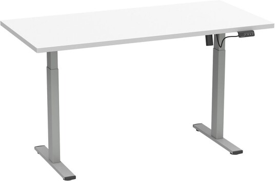 LonaE skrivebord elektrisk hev-senk-funksjon 160x80x71-120cm hvit sølvfarget.
