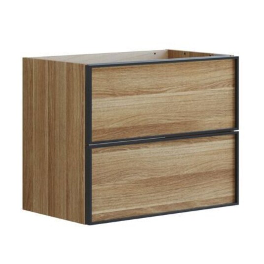 Dansani Inzo Alu-ramme Svart Servantskap Slim 2 Skuff Varm eik / 60cm