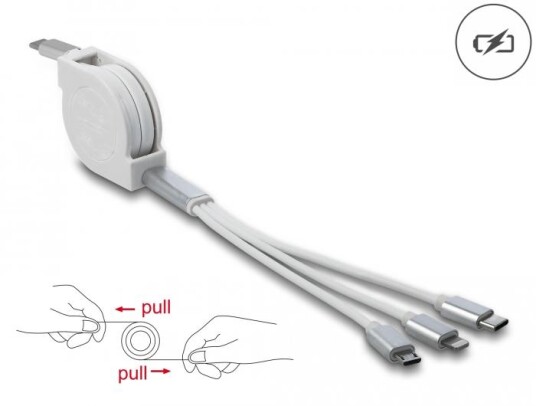DELOCK USB Type-C™ 3 in 1 Retractable Charging Cable