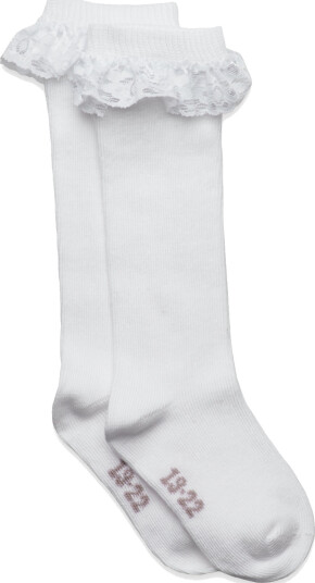 Minymo Knee Sock W. Lace White 27\30