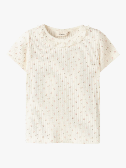 Lil- Atelier Hulla Hua Short Sleeve Slim Top Hvit 122/128 Lil- Atelier Hulla Hua Short Sleeve Slim Top Hvit 122/128