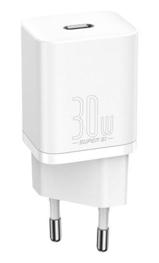Baseus Super Si 30W USB-C Mobillader Hvit med Power Delivery