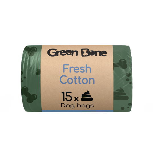 Refill Fresh Cotton Biologisk Nedbrytbare Hundeposer Grønn 15 Poser Hund Green Bone