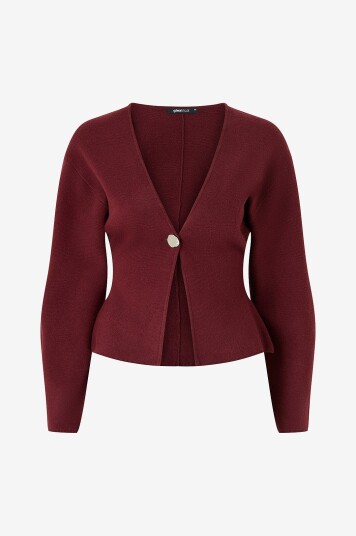 Gina Tricot Kardigan Shaped Knitted Rød