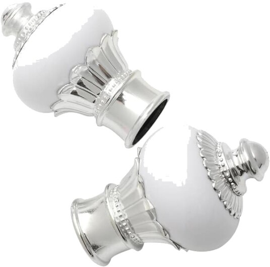 Erstatningsenkle gardinstangtopper i hvit kronbladform dekorative endestykker egnet for 28 mm stenger hvit