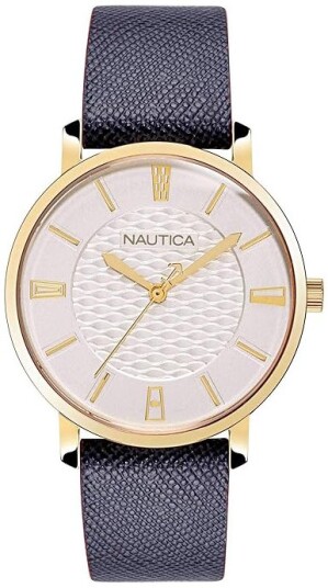 Nautica Dameklokke NAPCGP903 Coral Gables Champagnefarget/Lær Ø36 mm