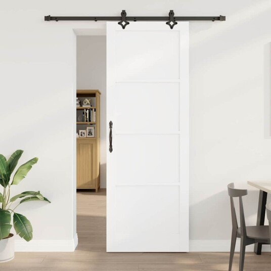 vidaXL Glidende Dør med Beslagsett Hvit 83x232 cm Solid Furu