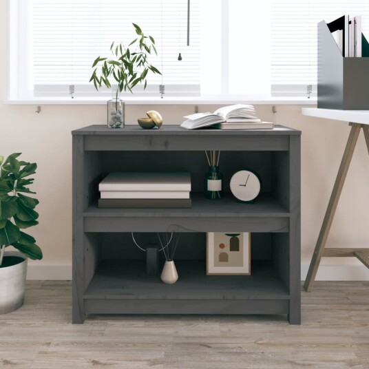 vidaXL Bokhylle gr? 80x35x68 cm heltre furu