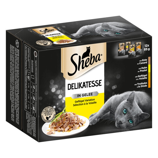 Sheba Økonomipakke 48 x 85 g Delikatesse i gelè til fjærkre Sheba Økonomipakke 48 x 85 g Delikatesse i gelè til fjærkre