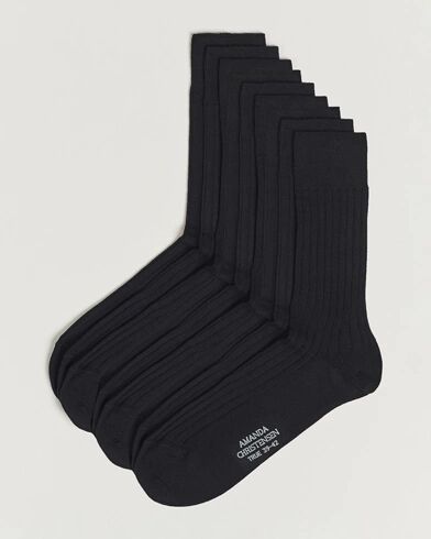 Amanda Christensen 9-Pack True Cotton Ribbed Socks Black