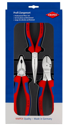 Knipex 3-delt Tangsett med Nebbtang, Kombinasjonstang & Sideavbiter